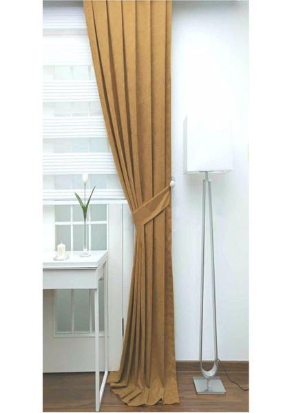 Açık Hardal Ada Fon Perde Sık Pile 1'e 3 Pile indirimleri