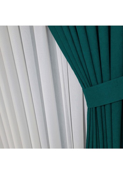 Koyu Petrol Ada Fon Perde Sık Pile 1'e 3 Pile indirimleri