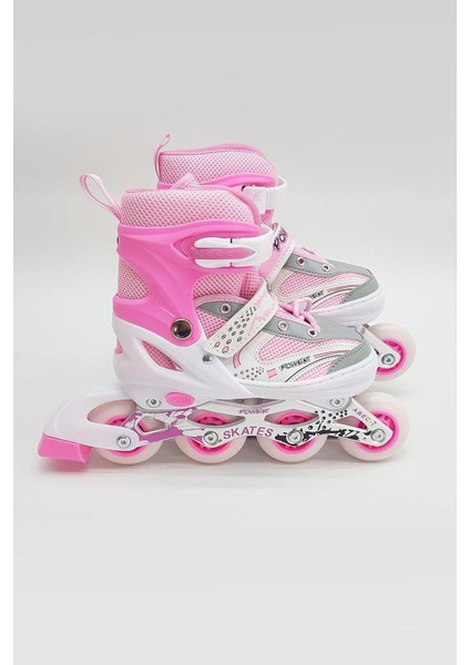 Orjinal Işıklı 2 + 1 Tekerlek Ayarlanabilir Pembe Kız Çocuk Pateni Girl Pink Skates