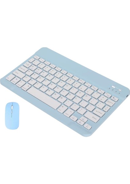 Apple iPad 6. Nesil 9.7" Uyumlu Kablosuz Bluetooth Şarjlı Türkçe Q Klavye Mouse Seti - Mavi