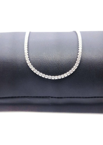 Gümüş 925 Ayar Gümüş Beyaz Taşlı Choker Su Yolu Kolye 925 Ayar Beyaz Zirkon fırsatları