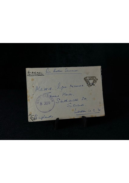Ingiltere 1945 Askeri Posta Uçak Postası 2 Defa Sansürden Geçmiş Uniit Censor 359 Field Censor 235