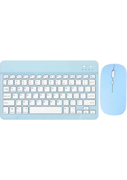 Samsung Galaxy Tab A8 Wifi X200 10.5" Uyumlu Kablosuz Bluetooth Şarjlı Türkçe Q Klavye Mouse Seti - Mavi