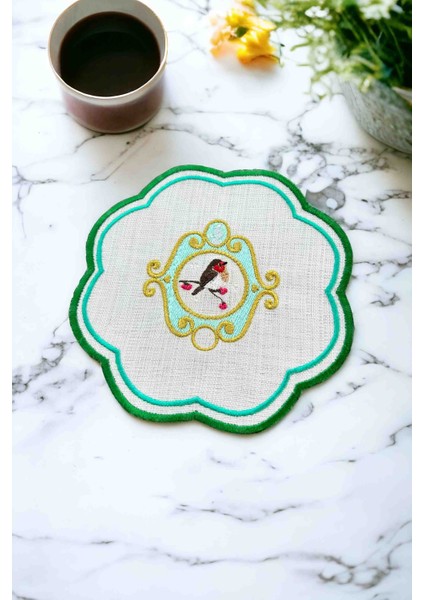 2'Li Yeşil Kahve Sunum Peçetesi | Kahve Yanı Peçetesi | Bardak Altlığı