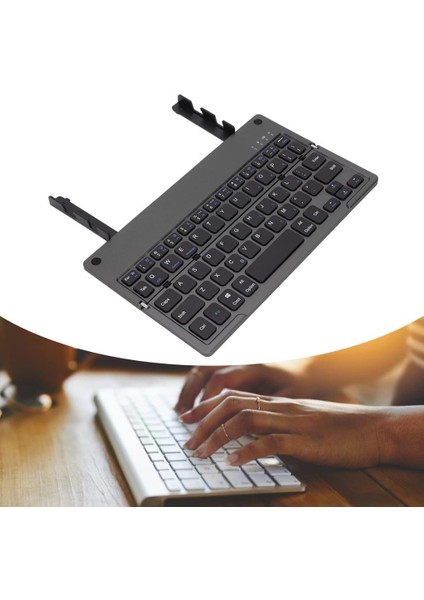 Hegitech Doogee T10E 10.1" Uyumlu Kablosuz Bluetooth Şarjlı Kendinden Standlı Katlanır Klavye