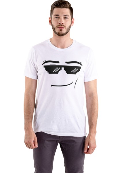 Roblox Face Man Tişört Thug Life Beyaz Tshirt
