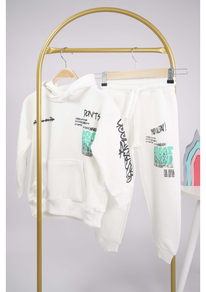 Erkek Çocuk Okula Dönüş Kapşonlu Pamuk Eşofman Takımı