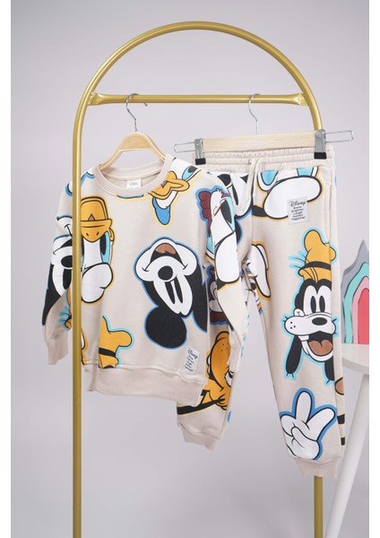 Yeni Sezon Okula Dönüş Mickey Bisiklet Yaka Pamuk Eşofman Takımı