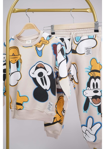 Yeni Sezon Okula Dönüş Mickey Bisiklet Yaka Pamuk Eşofman Takımı fiyatları