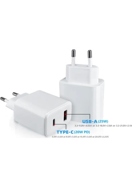 Android/iphone/tablet/macbook/samsung 45W Pd Type-C Hızlı Çoklu Şarj Adaptörü Aleti