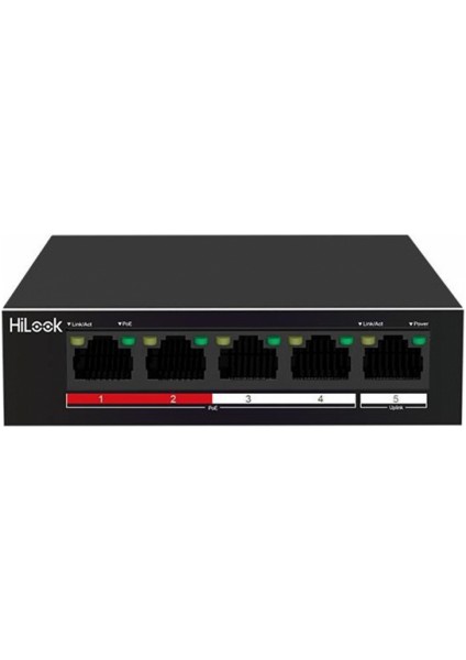 Hılook NS-0105P-35(B), 5 Port, Megabit, 4 Port Poe, 35W, +1 Port Megabit Uplink, Long Range 250METRE, Yönetilemez, Masaüstü Switch