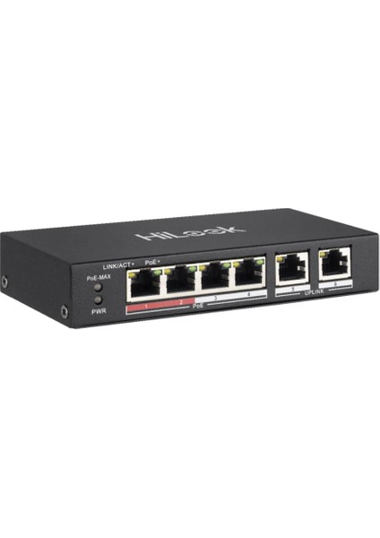 Hılook NS-0106P-35(B), 5 Port, Megabit, 4 Port Poe, 60W, +2 Port Megabit Uplink, Long Range 250METRE, Yönetilemez, Masaüstü Switch