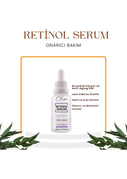 Retinol Serum Onarıcı ve Besleyici 30 ml (1% Retinol ve Hyaluronic Acid)