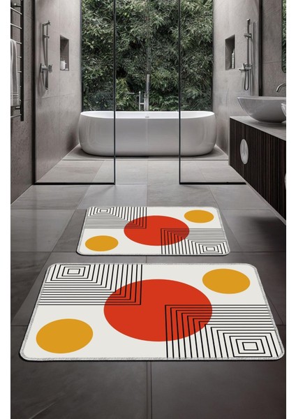Dekoratif Modern Tasarım Kaymaz Taban Yıkanabilir Ikili Takım Banyo PASPASI(50X60-60X90 Cm)