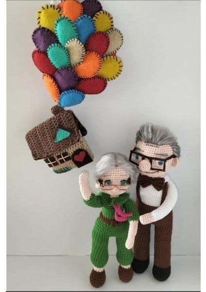 Carl ve Ellie Amigurumi Organik Oyuncak Hediye Seti