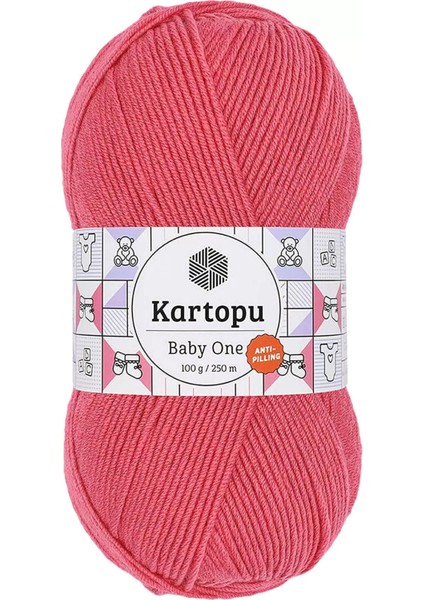 1 Adet Baby One Tüylenmeyen El Örgü Ipi Yünü Pembe K254
