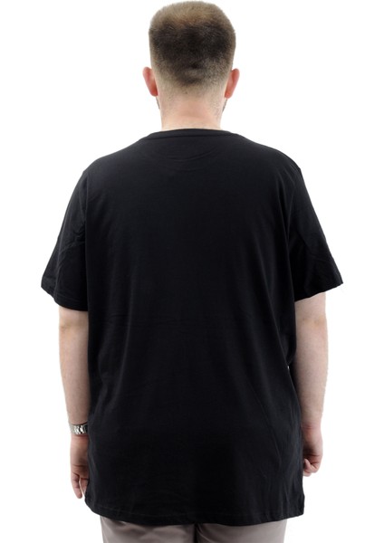 Büyük Beden Erkek Tişört Baskılı Bisiklet Yaka Pamuklu Change U24084 Siyah fırsatları