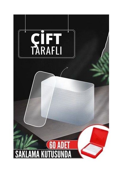 Pvc Nano Çift Taraflı Yapıştırıcı 60 Adet Sonsuz Alanda Kullanım