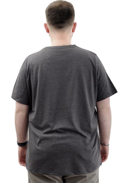 Erkek Büyük Beden Pamuklu Baskılı Bisiklet Yaka Tişört Change U24050 Antramelanj fırsatları