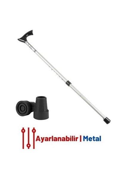 Pongnas Gri Yükseklik Ayarlanabilir Metal Baston