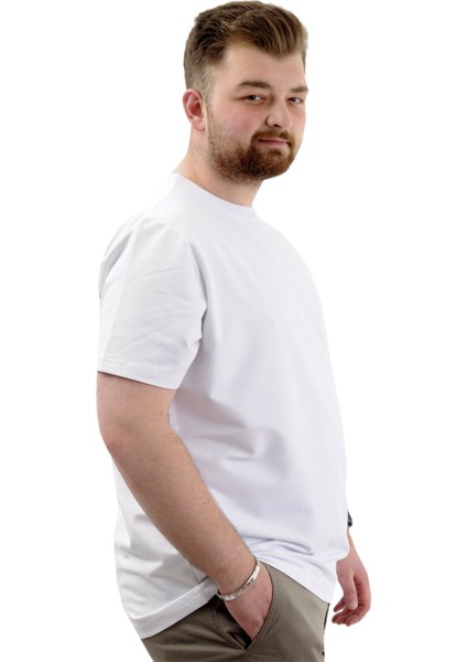 Büyük Beden Erkek T-Shirt Basic Likralı Bisiklet Yaka Tişört Thıs Is Me U24076 Beyaz modelleri