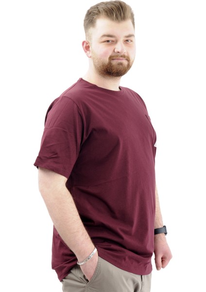 Erkek Büyük Beden T-Shirt Pamuklu Baskılı Bisiklet Yaka Tişört Lımıted U24052 Mürdüm