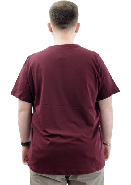 Erkek Büyük Beden T-Shirt Pamuklu Baskılı Bisiklet Yaka Tişört Lımıted U24052 Mürdüm