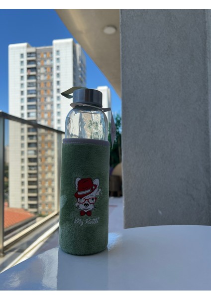 Cam Suluk Figürlü Renkli Peluş Matara Suluk My Bottle 500 ml Sağlıklı