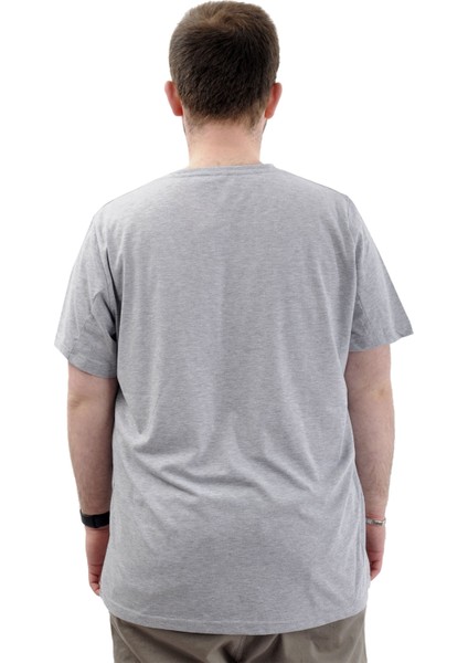 Büyük Beden Erkek Tişört Bisiklet Yaka Baskılı Cep Detaylı T-Shirt Refuel U24053 Grimelanj