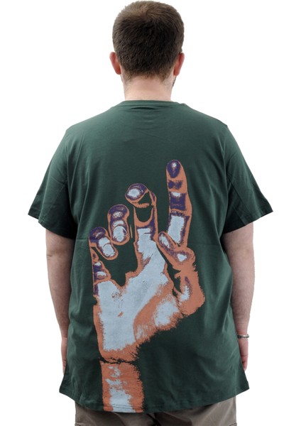 Büyük Beden Erkek Tişört Baskılı Pamuklu Bisiklet Yaka T-Shirt Touch U24066 Nefti fiyatları