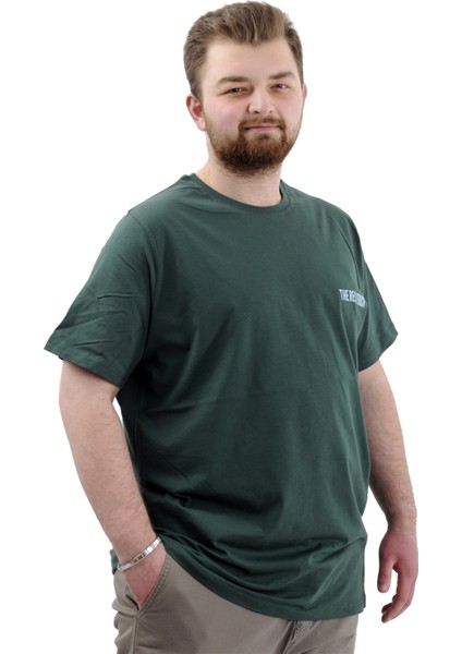 Büyük Beden Erkek Tişört Baskılı Pamuklu Bisiklet Yaka T-Shirt Touch U24066 Nefti fırsatları