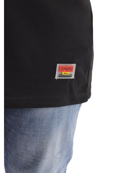 Büyük Beden Erkek T-Shirt Interlok Basic Bisiklet Yaka Tişört Strıve U24078 Siyah indirimleri