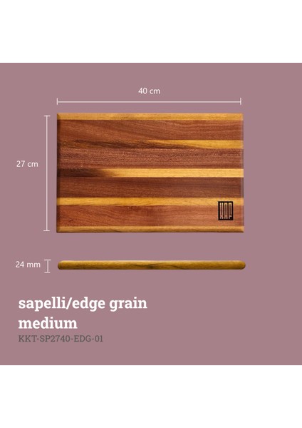 Kaf Ahşap Sapelli Edge Grain Kesme Tahtası Medium