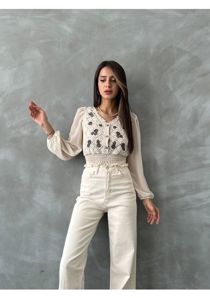 Taş Şifon Kollu Triko Bluz modelleri