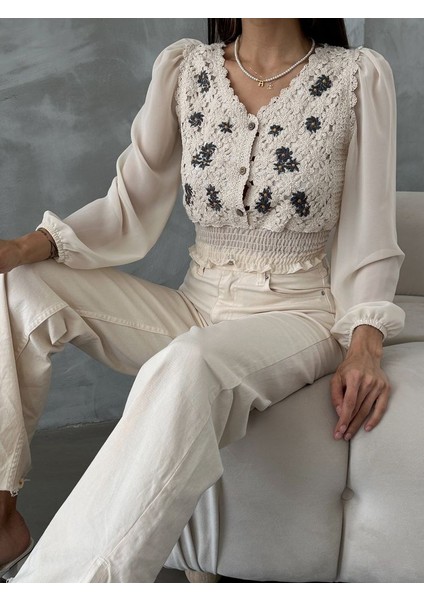 Taş Şifon Kollu Triko Bluz indirimleri