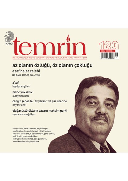 Temrin Düşünce ve Edebiyat Dergisi Sayı: 139 Eylül - Ekim 2024