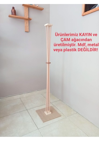 1 Ahşap Lambader E27 Kahverengi Ahşap 101-150 Tek Ayaklı