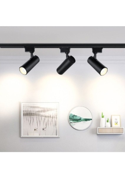 3 Siyah Kasa Beyaz Işık 1 Metre Raylı 3 Adet 30W Ray Spot Vitrin Mağaza Armatürü Metal Tripod Lamba fiyatları