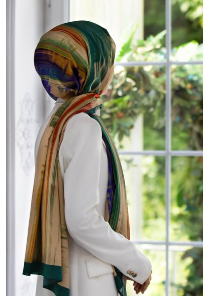 Lüks Medine Ipeği Şal Petrol Yeşili