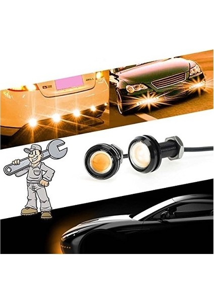 Ayna Altı LED Kartal Gözü Gündüz Farı LED Amber Turuncu 1 Çift indirimleri