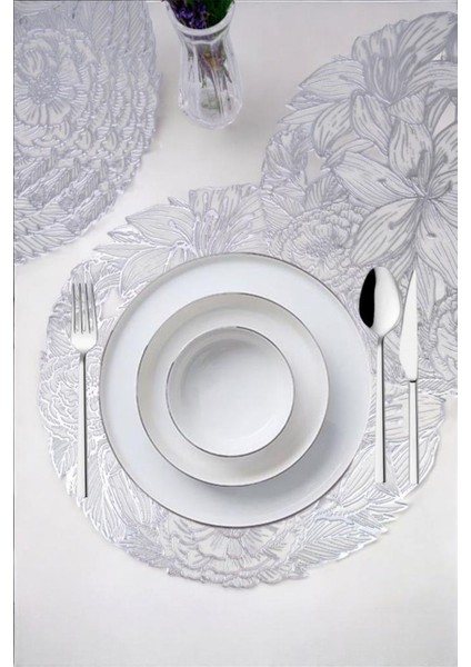 Acar 6’lı Amerikan Servisi Supla Yuvarlak Gümüş 38 cm – ACR-283 C320.033