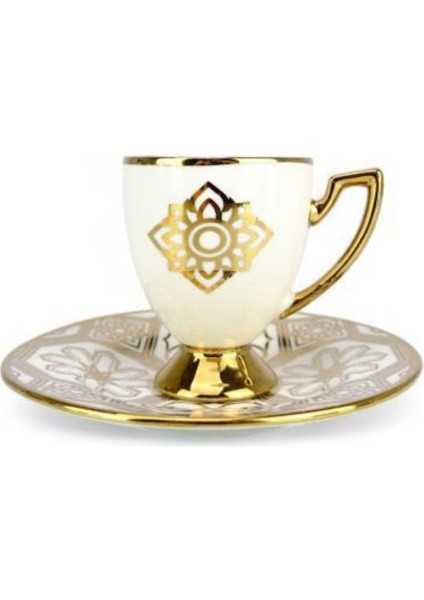 Milano 6 Kişilik 12 Parça Porselen Kahve Fincan Takımı Gold Yaldızlı Krem - VOGUE-113 C320.042 modelleri