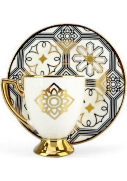 Milano 6 Kişilik 12 Parça Porselen Kahve Fincan Takımı Gold Yaldızlı Krem - VOGUE-113 C320.042 fırsatları