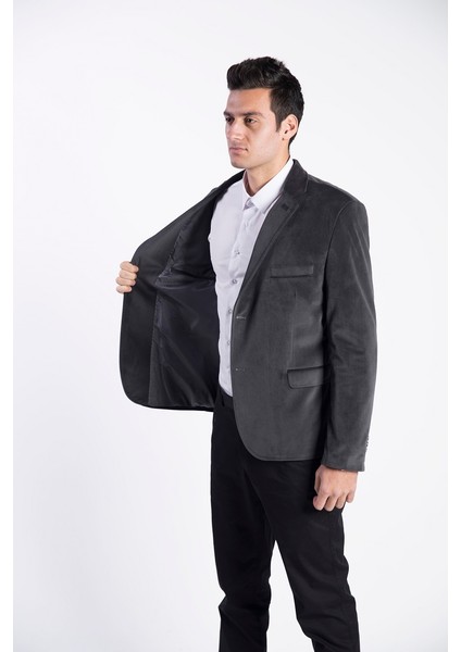G-184 Büyük Beden Dar Kalıp Füme Erkek Blazer Ceket fiyatları