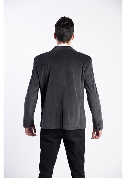 G-184 Büyük Beden Dar Kalıp Füme Erkek Blazer Ceket fırsatları