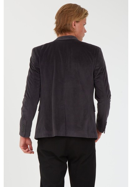 G-183 Dar Kalıp Örme Kumaş Füme Erkek Blazer Ceket fırsatları