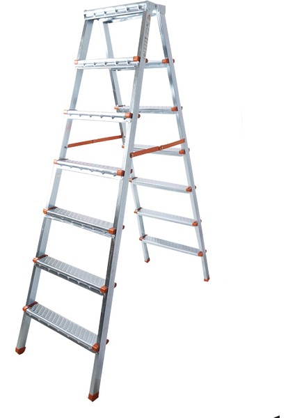 Metal Aktif Gaz Altı Kaynaklı 7+7 Profil Merdiven - Güvenli ve Dayanıklı Ev ve Iş Kullanımına Uygun