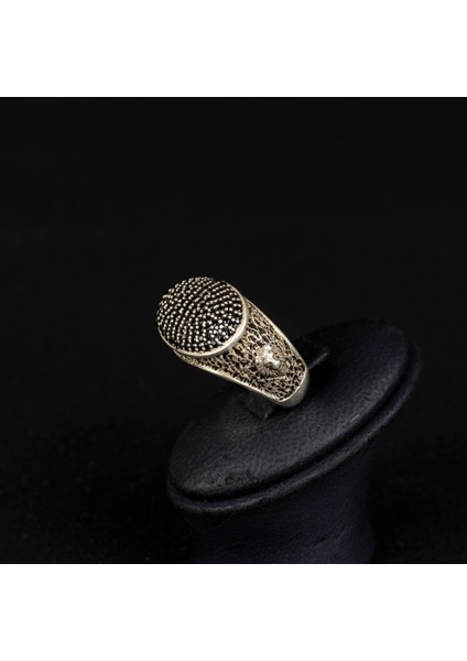 Yatay Oval Pave 925 Ayar Gümüş Erkek Yüzük fırsatları