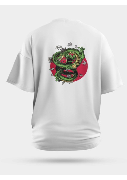 Oversize Green Dragon Ejderha Baskılı Unisex Tişört
