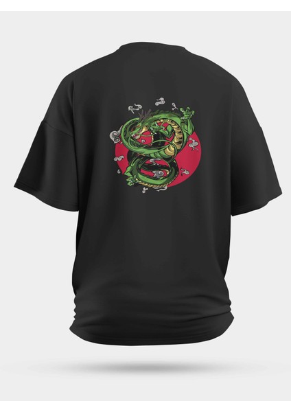 Oversize Green Dragon Ejderha Baskılı Unisex Tişört